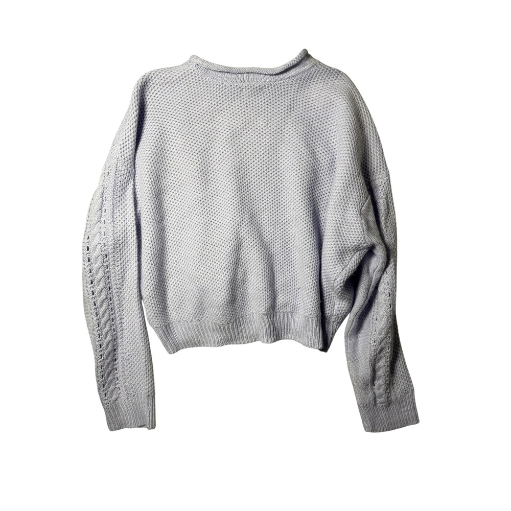 Charlotte Russe Lavender Cable Knit Cropped Sweater Womens Medium Purple ST - Picture 4 of 7